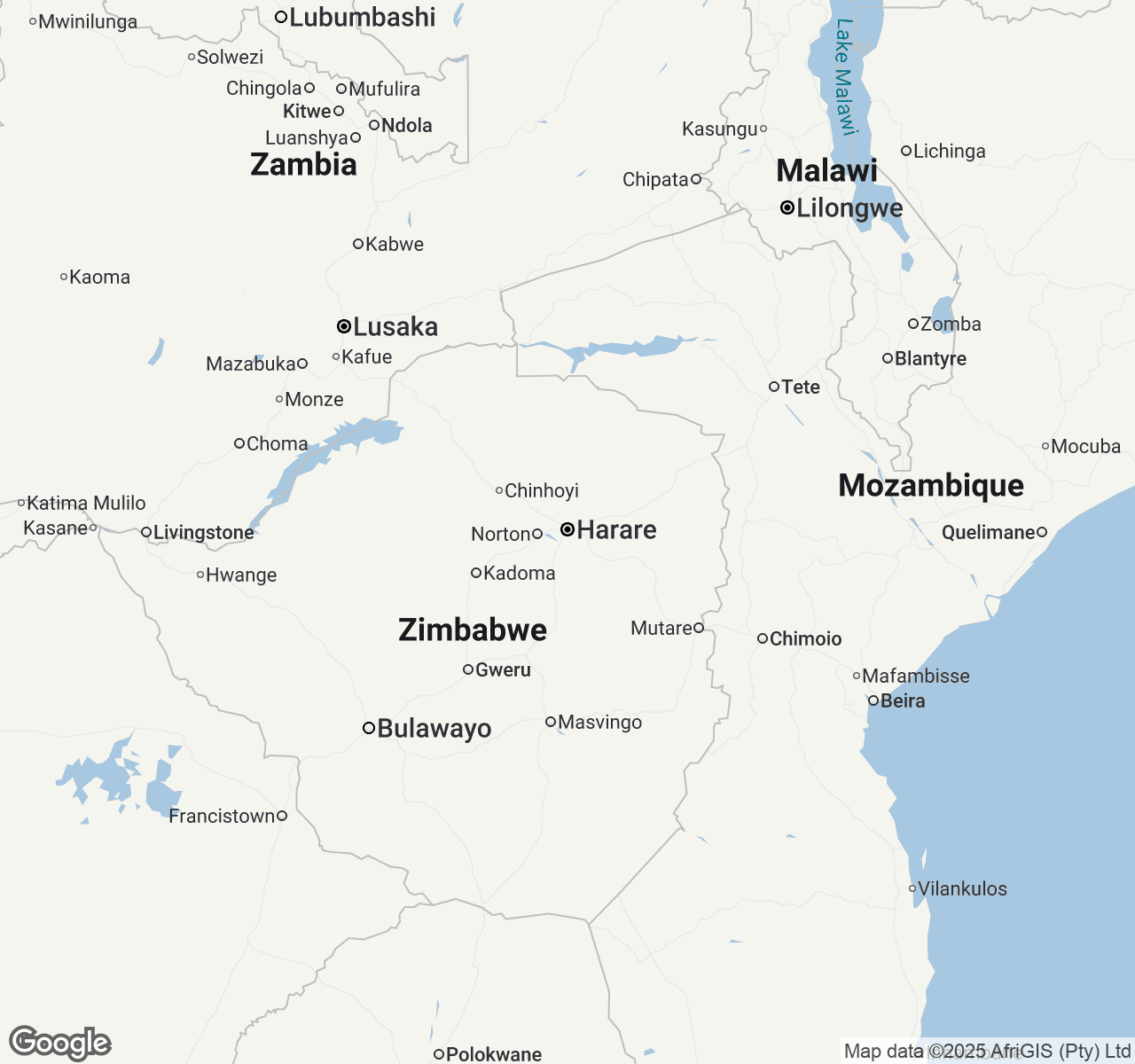 Map of Harare